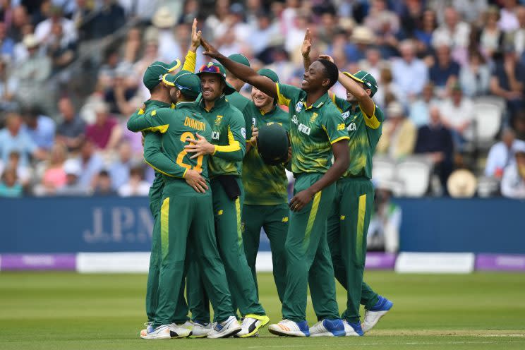 South Africa celebrate another Rabada wicket