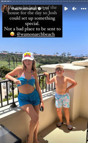 <p>Christina Hall/Instagram</p> Christina Hall's daughter Taylor and son Brayden pose in their swimsuits.