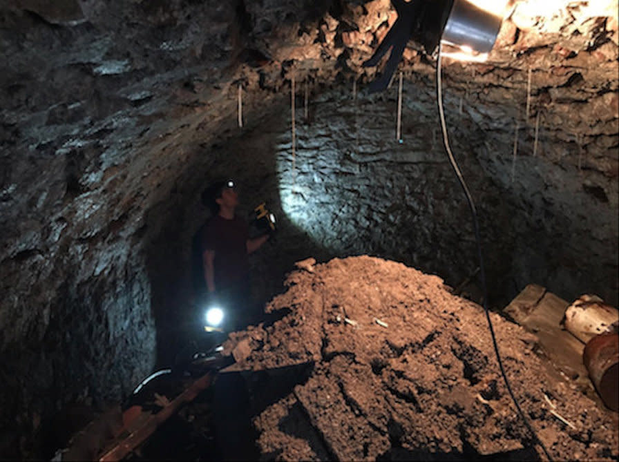 Jake Brown found a huge tunnel behind a wall in his house (SWNS)