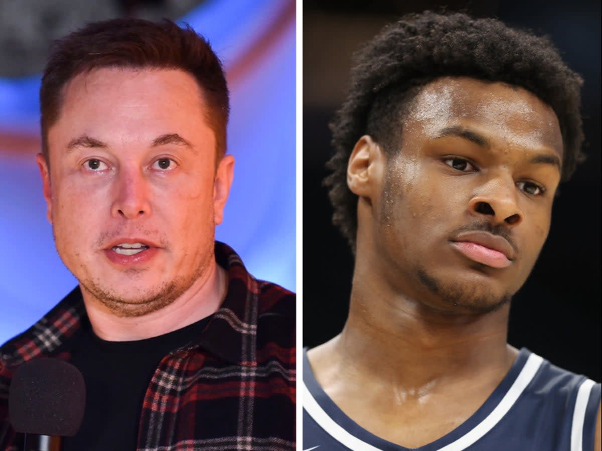 Elon Musk (L), Bronny James (R) (Getty)