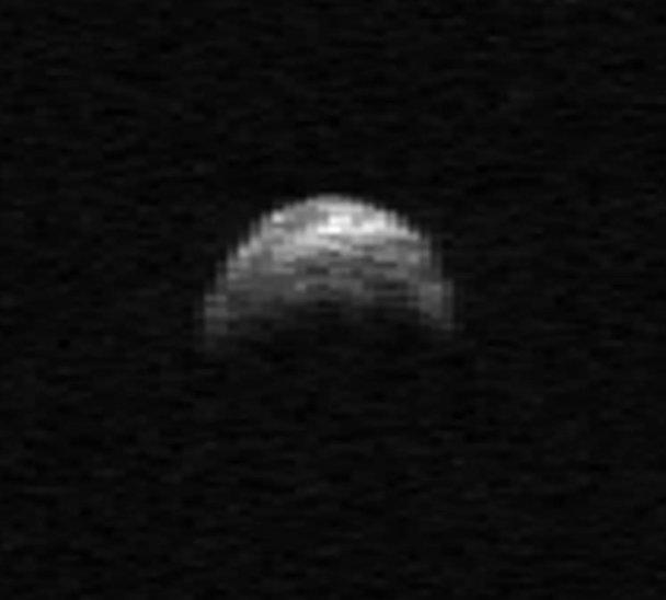 Near-Earth asteroid 2005 YU55, a potentially dangerous item, was photographed by the Arecibo radio telescope in Puerto Rico on April 19, 2010, about 1 million miles from Earth.