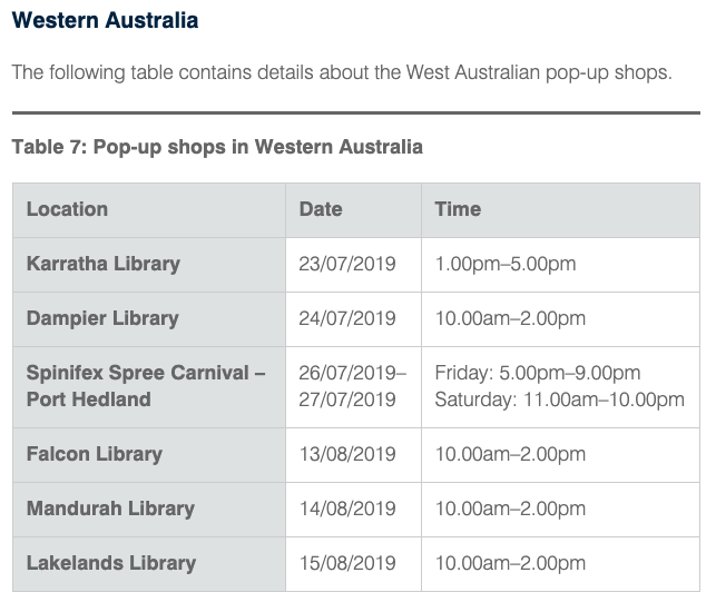 ATO pop up shops in Western Australia. (Source: ATO)