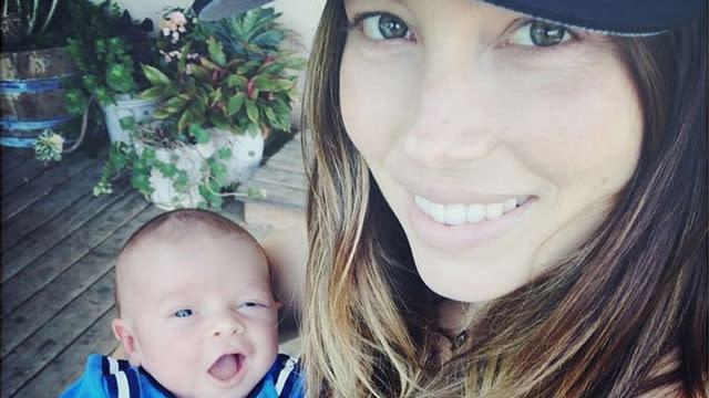 While Justin Timberlake and Jessica Biel might want to raise their newborn baby away from the prying eyes and cameras of the paparazzi, that doesn't mean the proud parents can resist showing off their adorable bundle of joy on Instagram. <strong>PHOTOS: Stars Share Pics of Their Cute Kids </strong> On Sunday, Justin snapped this super sweet photo of Jessica cradling their baby boy Silas Randall, who was decked out in a cute baby-sized Memphis Grizzlies shirt. The "Suit & Tie" singer captioned the great family pic, "The Timberlakes are ready!!! GO GRIZZ! #GritNGrind #Playoffs #BabyGrizzROAR.” <strong>PHOTO: Which Stars are Expecting Little Ones in 2015? </strong> Justin and Jessica, who tied the knot in October 2012 in Fasano, Italy, welcomed Silas earlier this month. This is the couple's first child, which he called "the greatest gift ever" in an Instagram pic just a few months ago. In March, Justin was honored with the Innovator Award at the iHeartRadio awards, and the singer got emotional talking about his expectant wife. Check out the sweet, heartfelt moment in the video below.