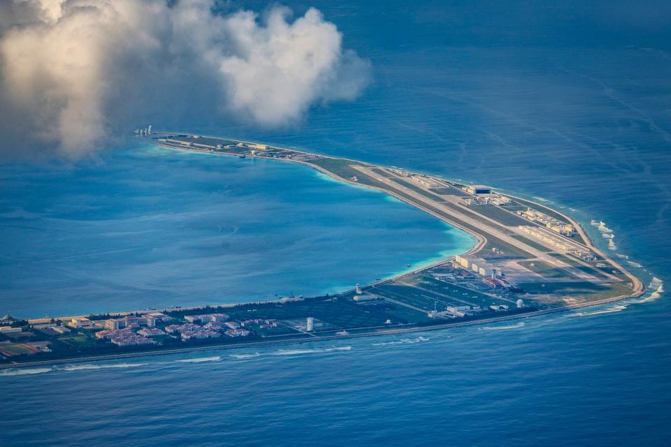 Military base at Mischief Reef in Spratly Islands South China Sea