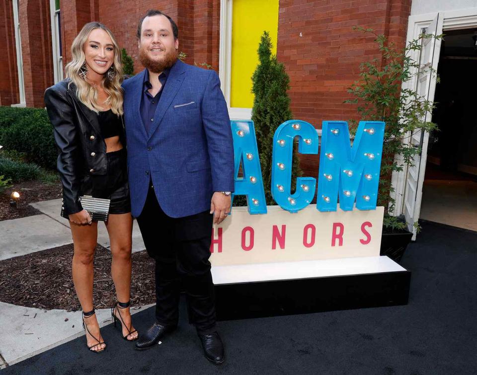 Nicole Combs (L) and Luke Combs attend the 14th Annual Academy Of Country Music Honors at Ryman Auditorium on August 25, 2021 in Nashville, Tennessee