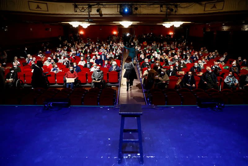 Nursing home residents and workers attend a special theatre show in Madrid