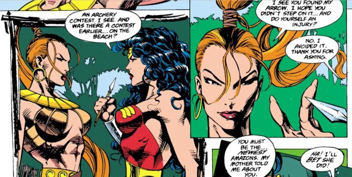 Wonder Womans meets Artemis, in the 1994 story The Contest. 