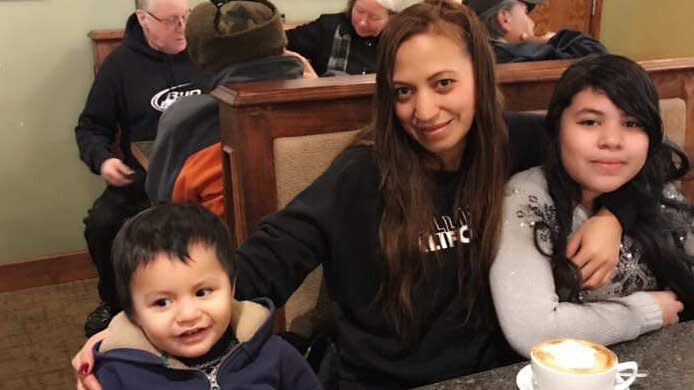 Alma Sofia Centeno Santiago with her 3-year-old son and 11-year-old daughter.&nbsp; (Photo: Jennifer Pacheco)