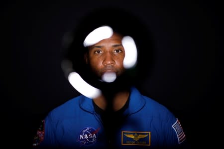 NASA commercial crew astronaut Victor Glover poses for a portrait at Johnson Space Center in Houston, Texas