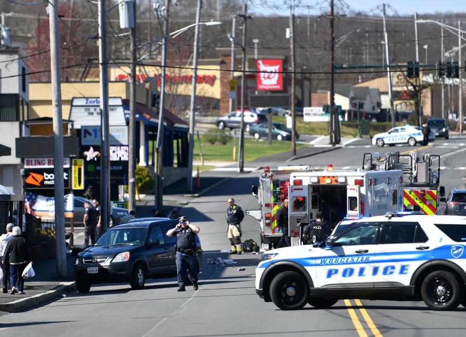 Medical crews and police investigators converged on a Stafford Street crosswalk after a pedestrian crash Monday morning.