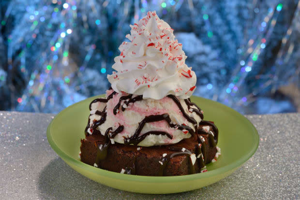 <p>Peppermint Hot Fudge Brownie Sundae from the Plaza Ice Cream Parlor</p><p>Walt Disney World Resort</p>