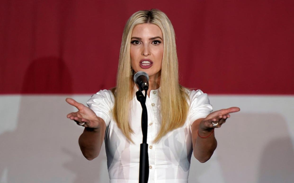 Ivanka Trump speaks during a campaign event for the presidential election 2020 - AP