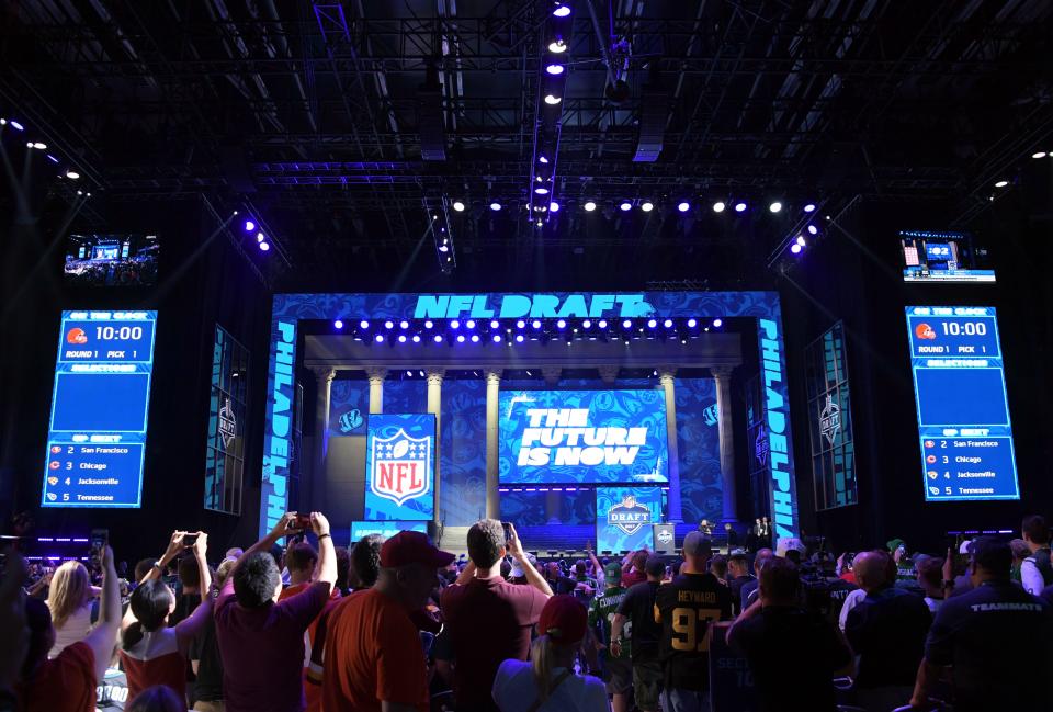 A general view of the draft theater during the first round the 2017 NFL draft.