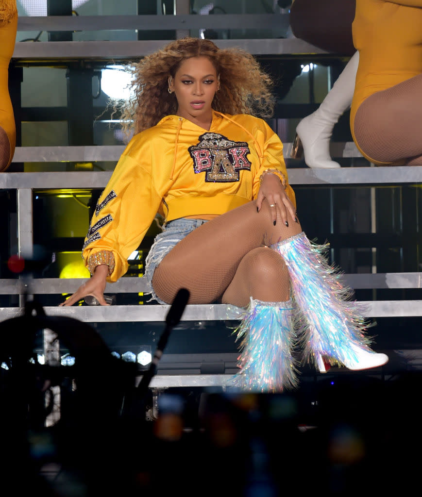 <p>Some people thought Bey switched nail polish during her spectacular Coachella performance, but that ended up being false. She slayed with this midnight black polish during her show. (Photo: Getty Images) </p>