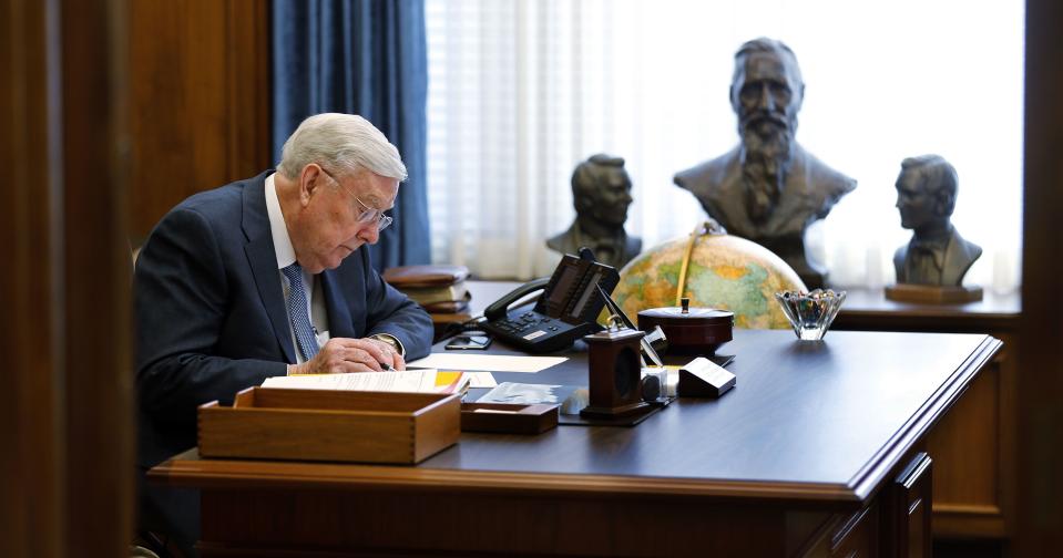 President M. Russell Ballard in his office in Salt Lake City on Tuesday, March 13, 2018. | Ravell Call, Deseret News