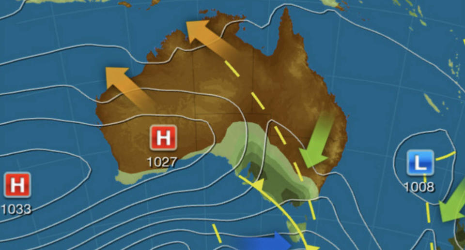 A weather map of Australia