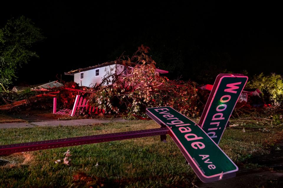 A home with a damaged roof after the tornado touched down near suburban Woodridge (AP)