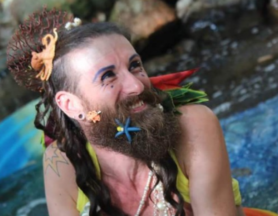 Briggs's merman costume includes a starfish for his beard