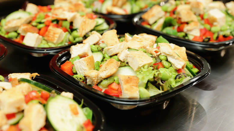 Wendy's salads on metal table