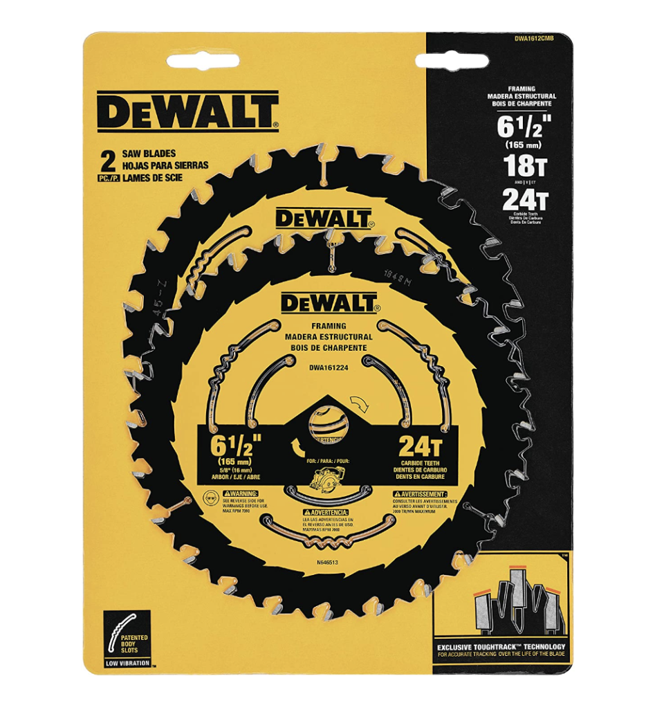 DEWALT DWA1612CMB 6-1/2-Inch 18/24-Tooth Circular Saw Blade (Photo via Amazon)