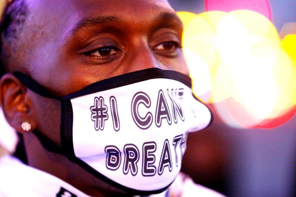 Protesters gather in Downtown Memphis on Friday, May 29, 2020, for the third night of protests following the death of George Floyd in Minneapolis.