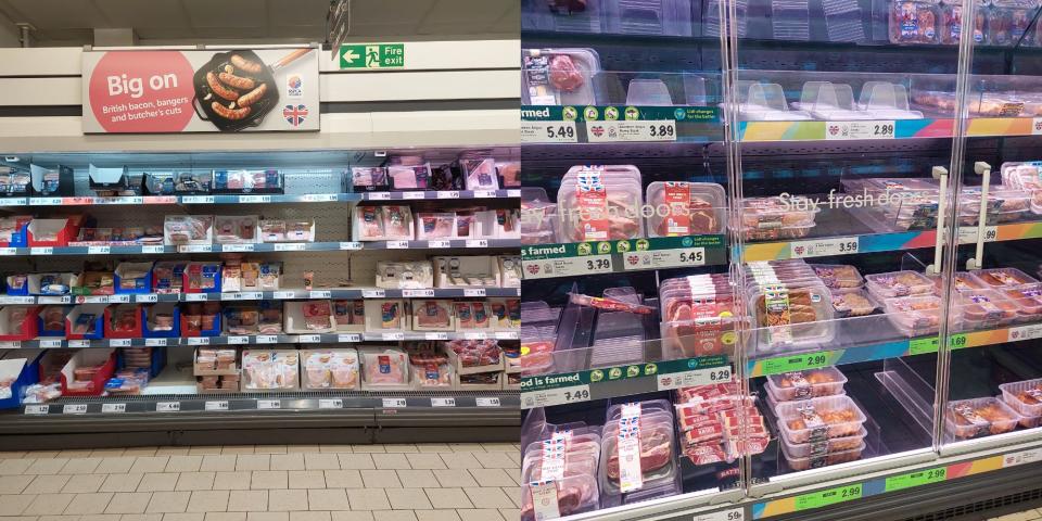 Meat aisle in Lidl, Peckham, London, UK