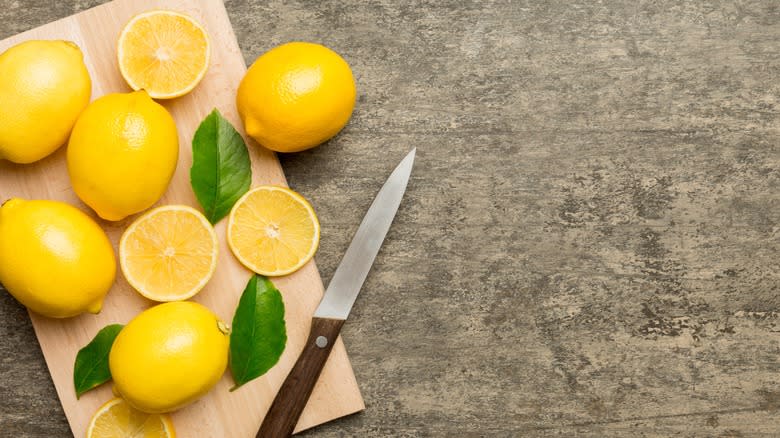 Lemons on cutting board