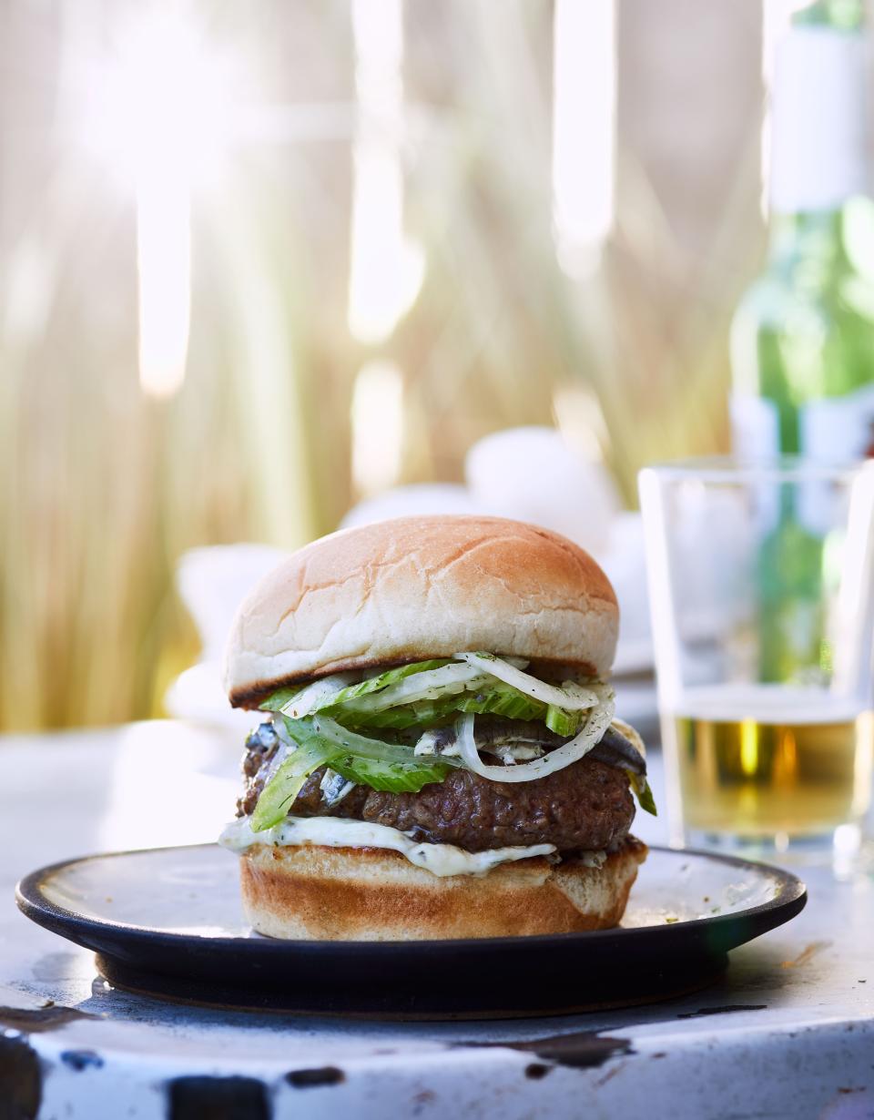 Lamb Burgers with Lemon-Caper Aioli and Fennel Slaw