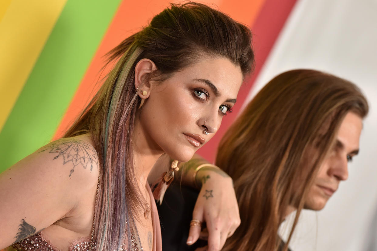 LOS ANGELES, CALIFORNIA - OCTOBER 10: Paris Jackson and Gabriel Glenn attend the 2019 amfAR Gala Los Angeles at Milk Studios on October 10, 2019 in Los Angeles, California. (Photo by Axelle/Bauer-Griffin/FilmMagic)