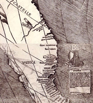 Mapa de América de Waldseemuller (Biblioteca del Congreso)