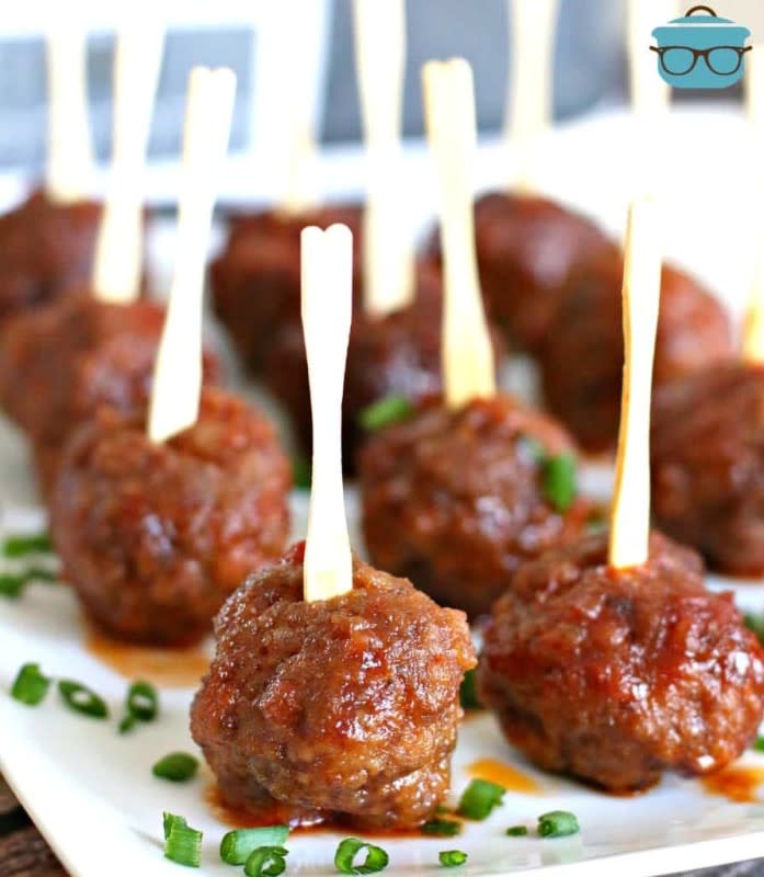 <p>The Country Cook</p><p>If you want meatballs at your party, it has to be these.</p><p><strong>Get the recipe:<a href="https://www.thecountrycook.net/crock-pot-ultimate-party-meatballs/" rel="nofollow noopener" target="_blank" data-ylk="slk:Crock Pot Ultimate Party Meatballs;elm:context_link;itc:0;sec:content-canvas" class="link rapid-noclick-resp"> Crock Pot Ultimate Party Meatballs</a></strong></p>