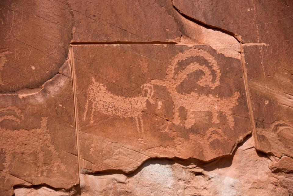 Vandalized petroglyphs