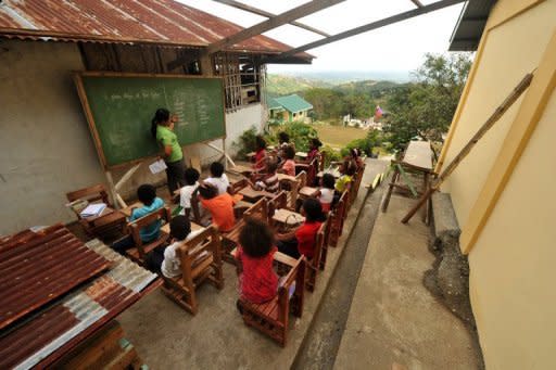 Ayta elementary students attend a class in a classroom at the Camias Resettlement Elementary School in Porac, north of Manila. Up to 50 of the country's minor languages could be lost within 20 years, according to anthropologist Artemio Barbosa