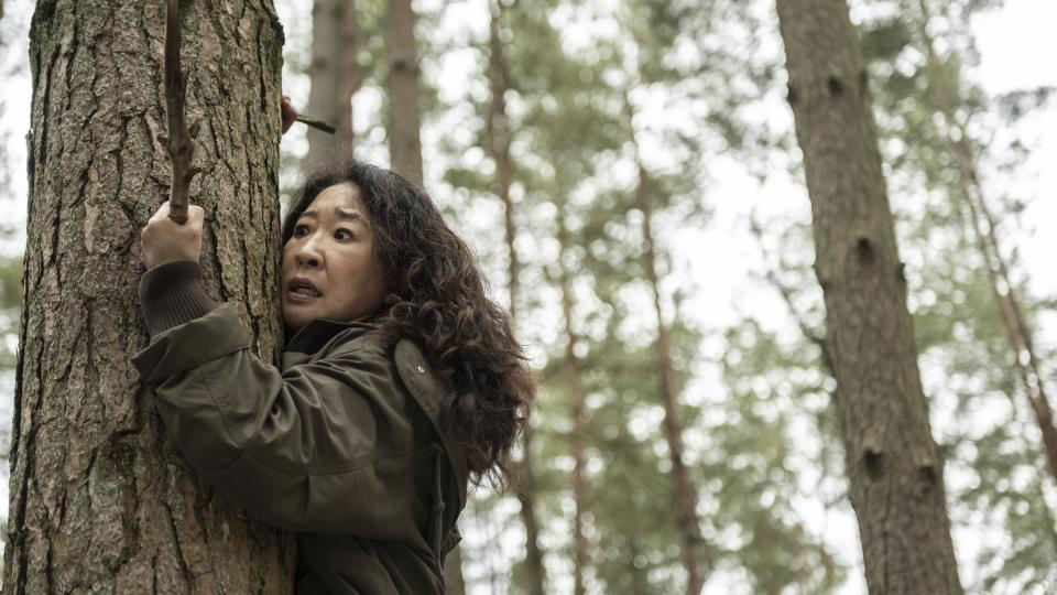 Eve climbing a tree in "Killing Eve"