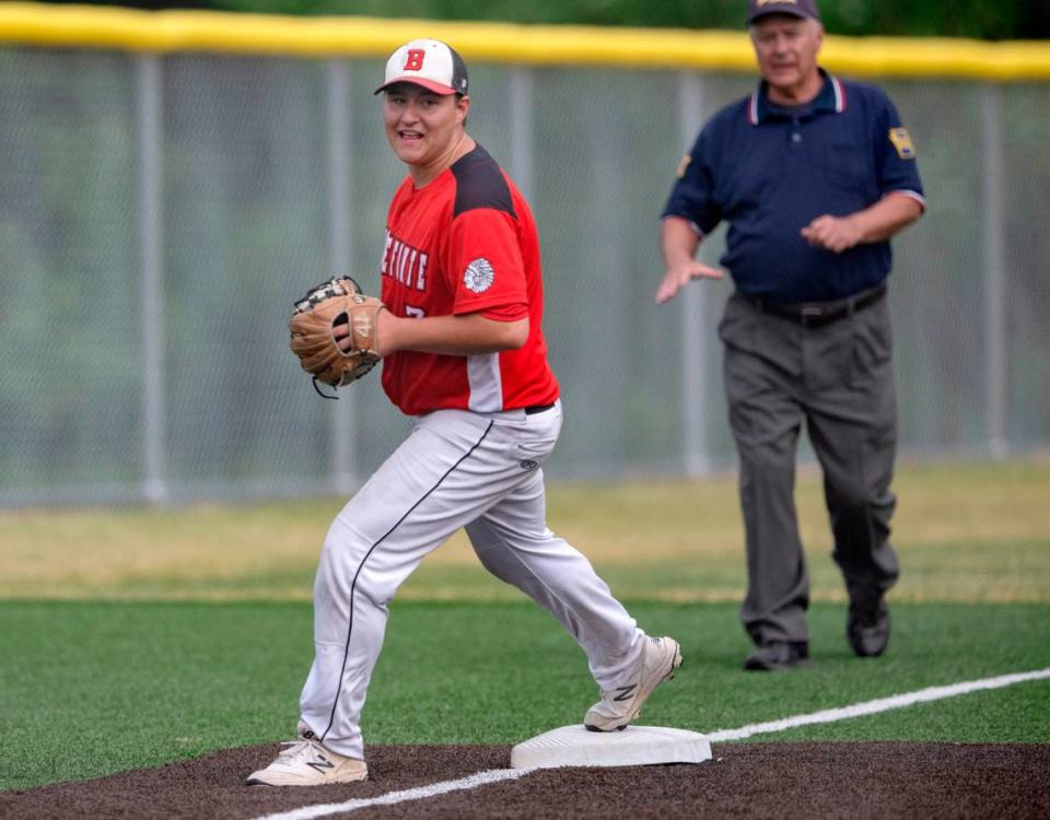 Bellefonte’s Josh Brown makes the final out of the game against Greater Latrobe in the first round of the PIAA class 4A baseball playoffs on Monday, June 5, 2023.