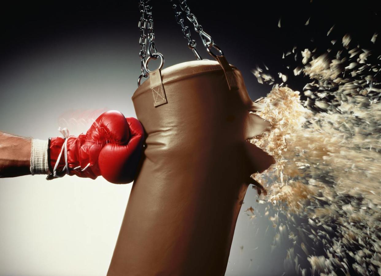 Activities that keep you fired up don't help you turn down your anger. <a href="https://www.gettyimages.com/detail/photo/man-punching-punch-bag-and-stuffing-exploding-from-royalty-free-image/200188191-001" rel="nofollow noopener" target="_blank" data-ylk="slk:Ray Massey/The Image Bank via Getty Images;elm:context_link;itc:0;sec:content-canvas" class="link ">Ray Massey/The Image Bank via Getty Images</a>