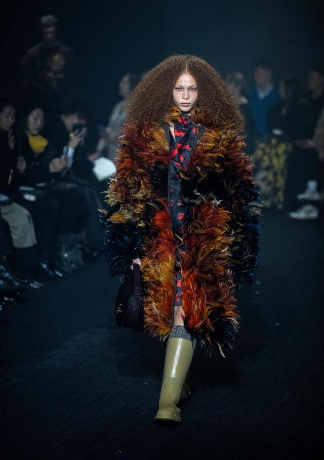 A model on the catwalk during the Burberry show 