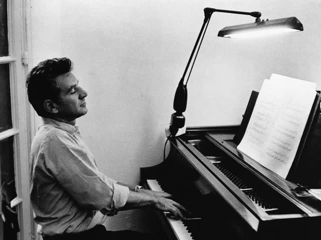 <p>CORBIS/Corbis/Getty</p> Leonard Bernstein at his piano.