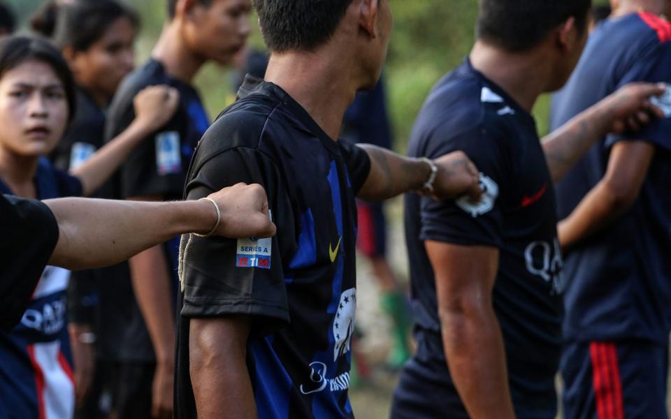 Newly recruited PDF fighters train near the frontline in Tanintharyi Region, Myanmar