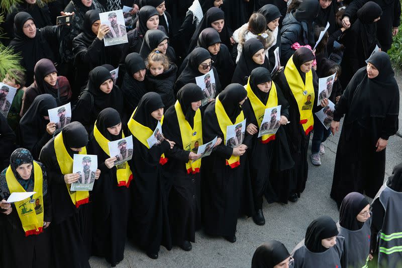 Funeral of Wissam Tawil, a commander of Hezbollah’s elite Radwan forces, in Khirbet Selm