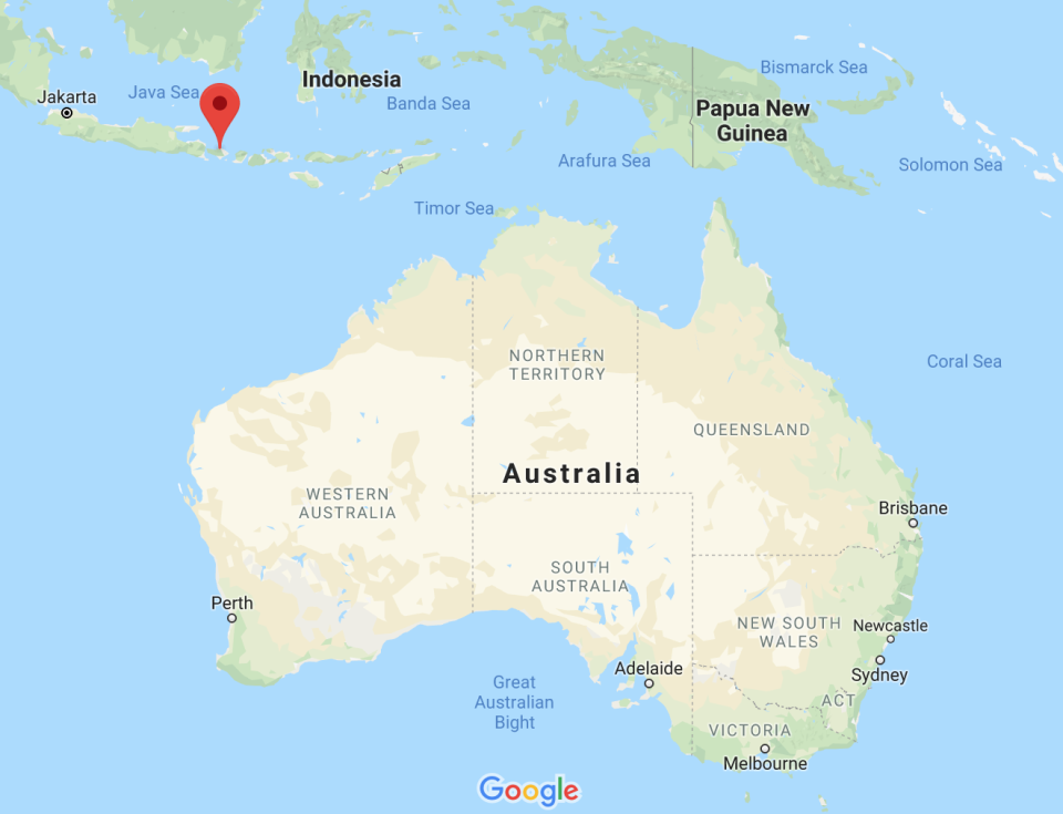 <em>Row – the 12-year-old flew from Sydney to Bali, via Perth, alone after a row with his parents (Picture: Google Maps)</em>