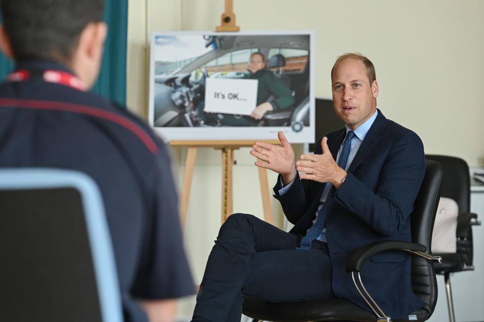 BELFAST, NORTHERN IRELAND - SEPTEMBER: Prince William, Duke of Cambridge meets attendees of a PSNI Wellbeing Volunteer Training course, including representatives from the Ambulance and Fire and Rescue services, to talk about mental health support within the emergency services at PSNI Garnerville on September 09, 2020 in Belfast, Northern Ireland. (Photo by Tim Rooke - WPA -Pool/Getty Images)