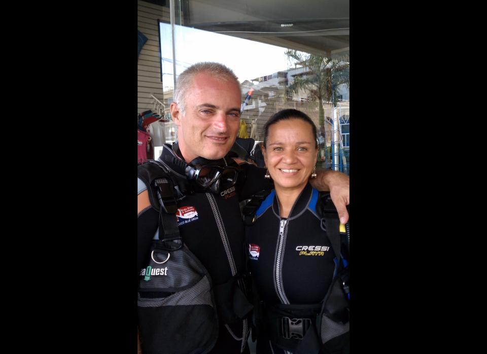 Diving instructor Alberto Dal Lago, 41, and real estate agent Karla Ysunza, 43, are attempting the world's largest underwater wedding on July 17 off the coast of Playa Del Carmen, Mexico. The two will have 260 other divers to participate in order to break the record set in June 12, 2010, by Francesca Colombi and Giampiero Giannoccaro of the coast of Elba Island, Italy.