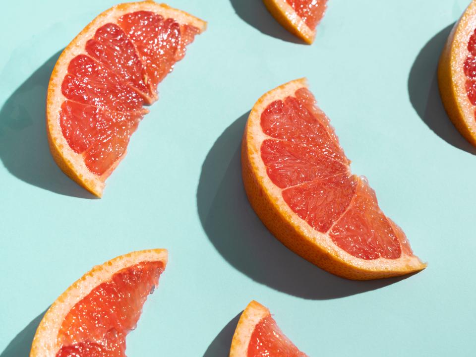 Sliced grapefruits