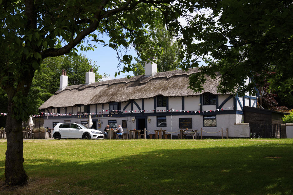 A general view shows the Ye Olde Hob Inn in Bamber Bridge near Preston, England, Wednesday, June 7, 2023. What is now known as the Battle of Bamber Bridge erupted there on June 24, 1943 when white military police officers confronted black soldiers enjoying a night off in the local pub. (AP Photo/Jon Super)