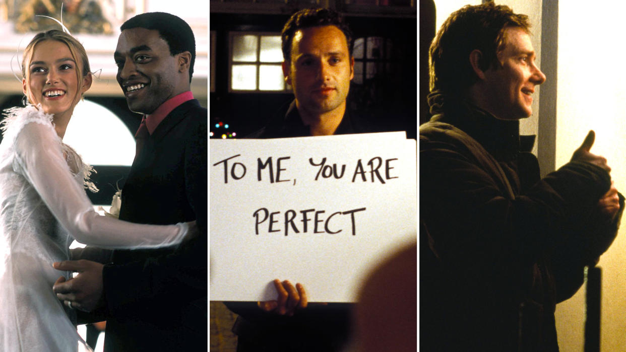 Keira Knightley, Chiwetel Ejoirfor, Andrew Lincoln and Martin Freeman in "Love Actually" (Photo: Everett Collection)