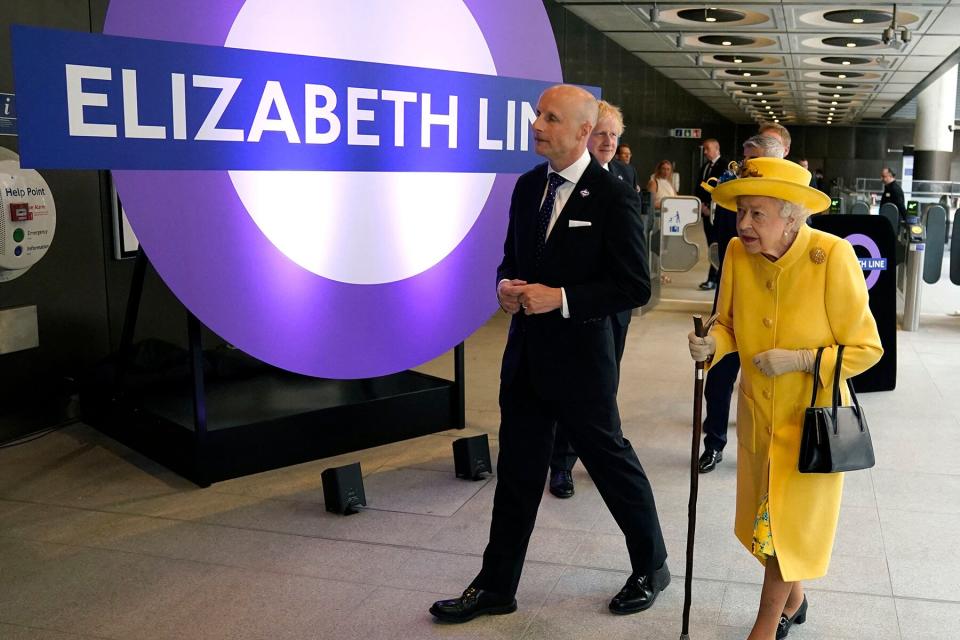 Britain's Queen Elizabeth II visits Paddington Station in London to mark the completion of London's Crossrail project, ahead of the opening of the new 'Elizabeth Line' rail service next week.