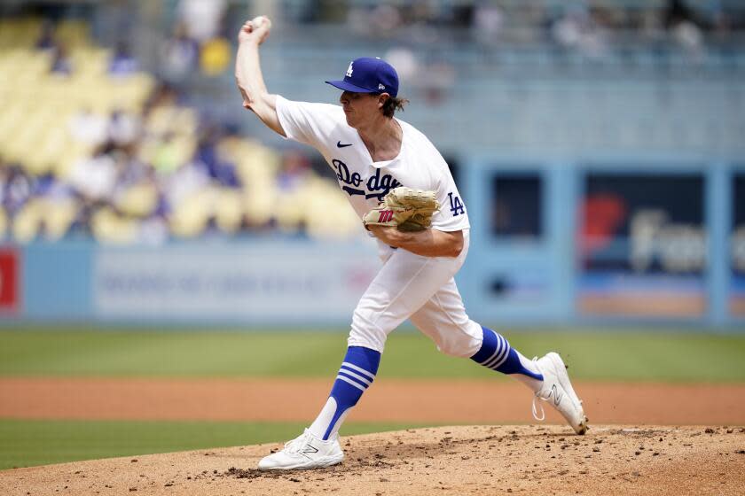 Los Angeles Dodgers relief pitcher Ryan Pepiot throws during the second inning.