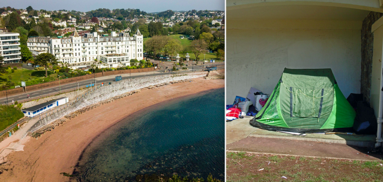 Tourists are seemingly setting up camp in Torquay to avoid paying for pricey accommodation. (SWNS)