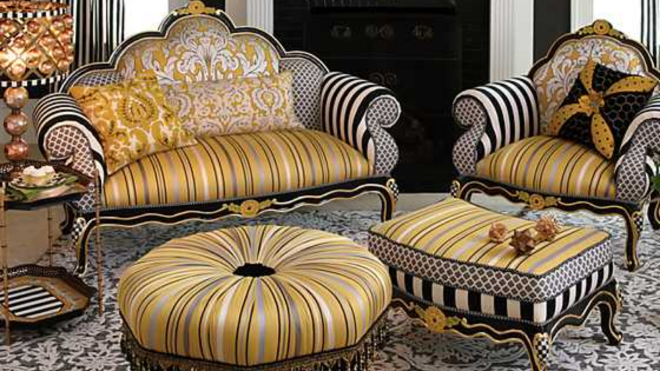 Get this bold ottoman during the Barn Sale.